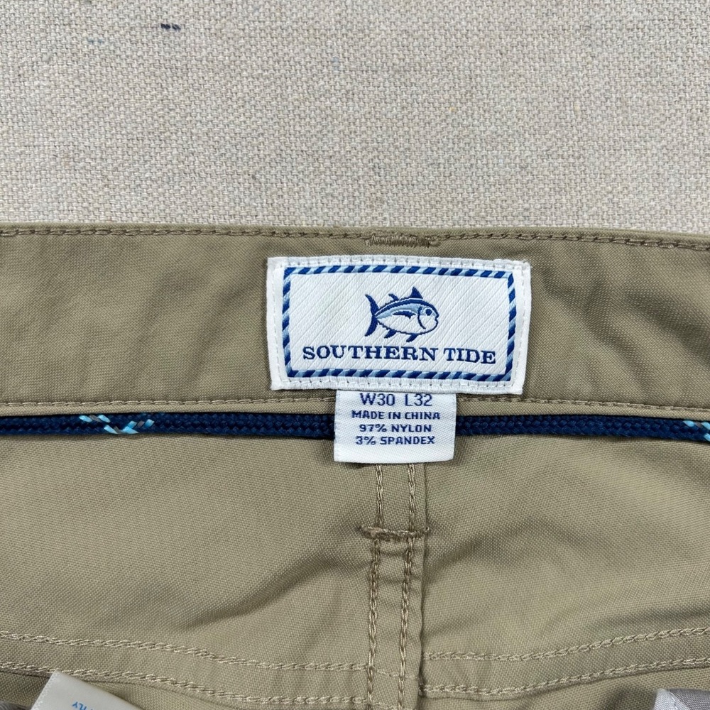 Southern Tide Pants Mens 30x32 Performance Chino Khaki Beige Light Brown Nylon - Picture 4 of 9